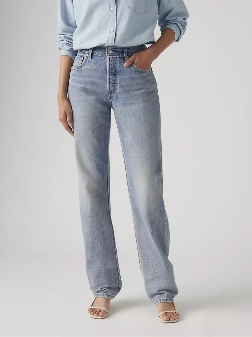 501® '90s Lightweight Straight Jeans Color Fun Flare Medium Wash 26 EUC